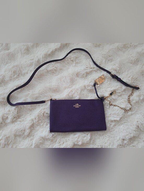 Coach Handbags - Coach Purple Genuine Leather Kylie Crossbody Bag With Gold Accents 52385